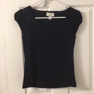 Petite Navy Shirt with Capped Sleeves